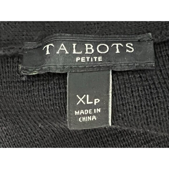 Talbots Long Knit Cardigan Woman's Size XL Petite Black Cotton Blend Open Front - Picture 9 of 10